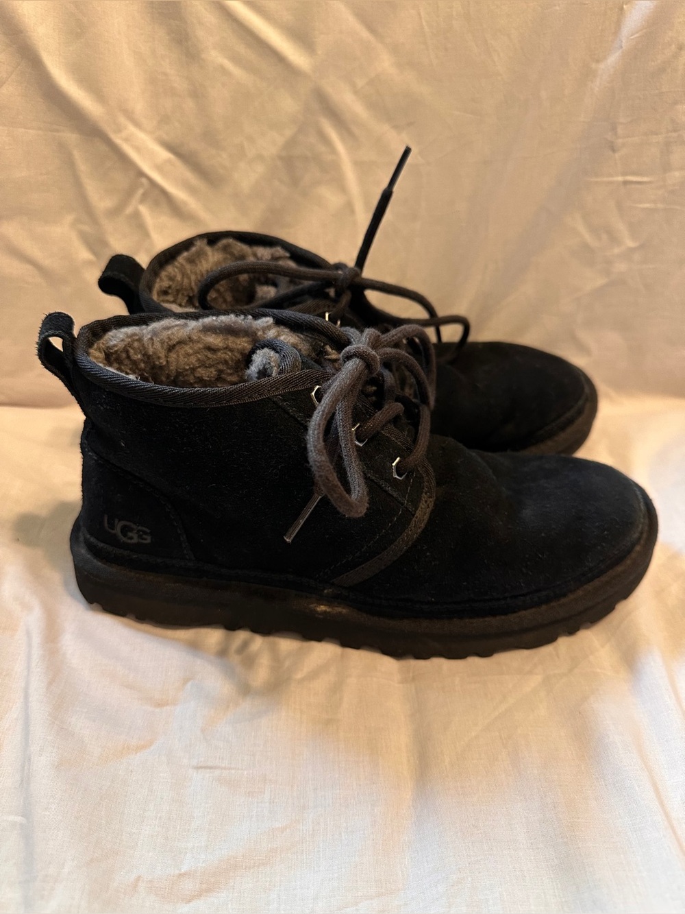 Ugg Neumel Lace Up Sherpa Lined Bootie size 7 Black
